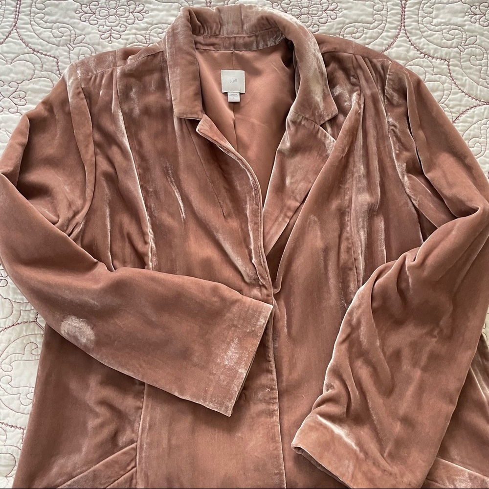 Gorgeous JJill dusty rose velvet duster, jacket, size large